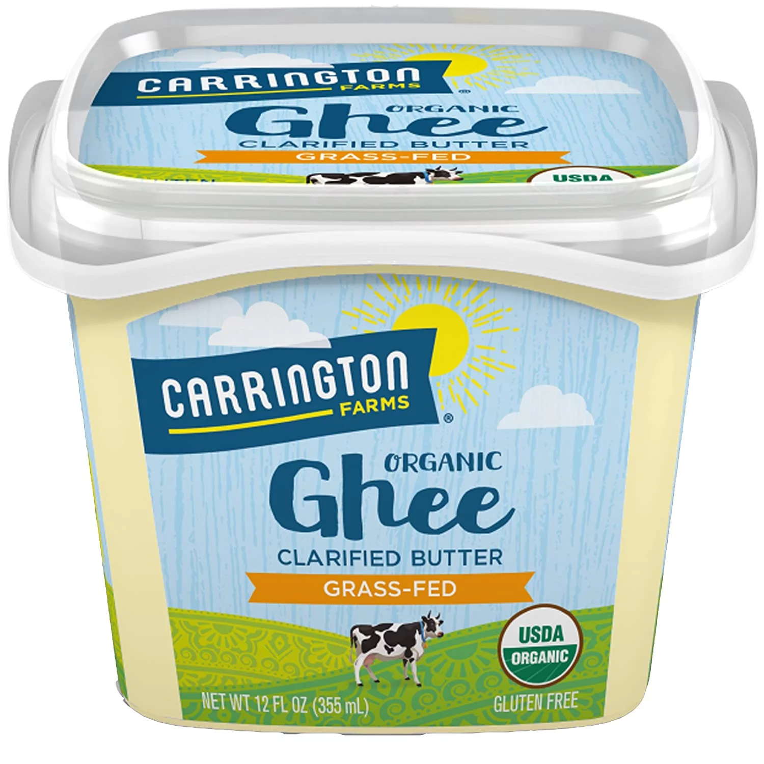 Carrington Farms Organic Ghee Clarified Butter Grass Fed 12 fl oz Pack of 2