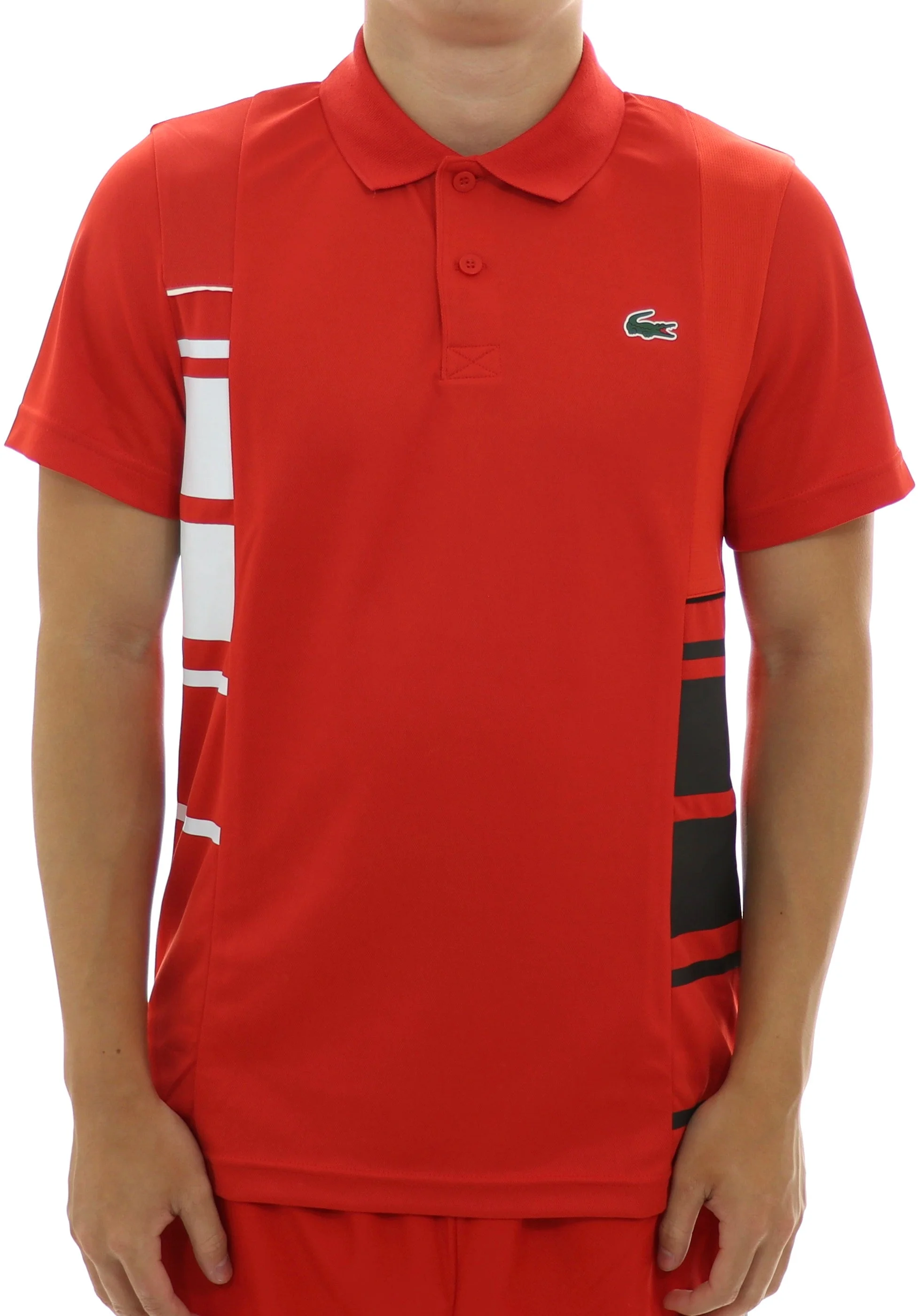 Lacoste Sport Colorblock Pique and Mesh Polo Size: SMALL, Color: RED