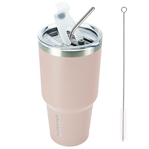 BJPKPK Insulated Tumbler 20 oz Stainless Steel Coffee Travel Thermal Cup With lids And Straws,Light Pink