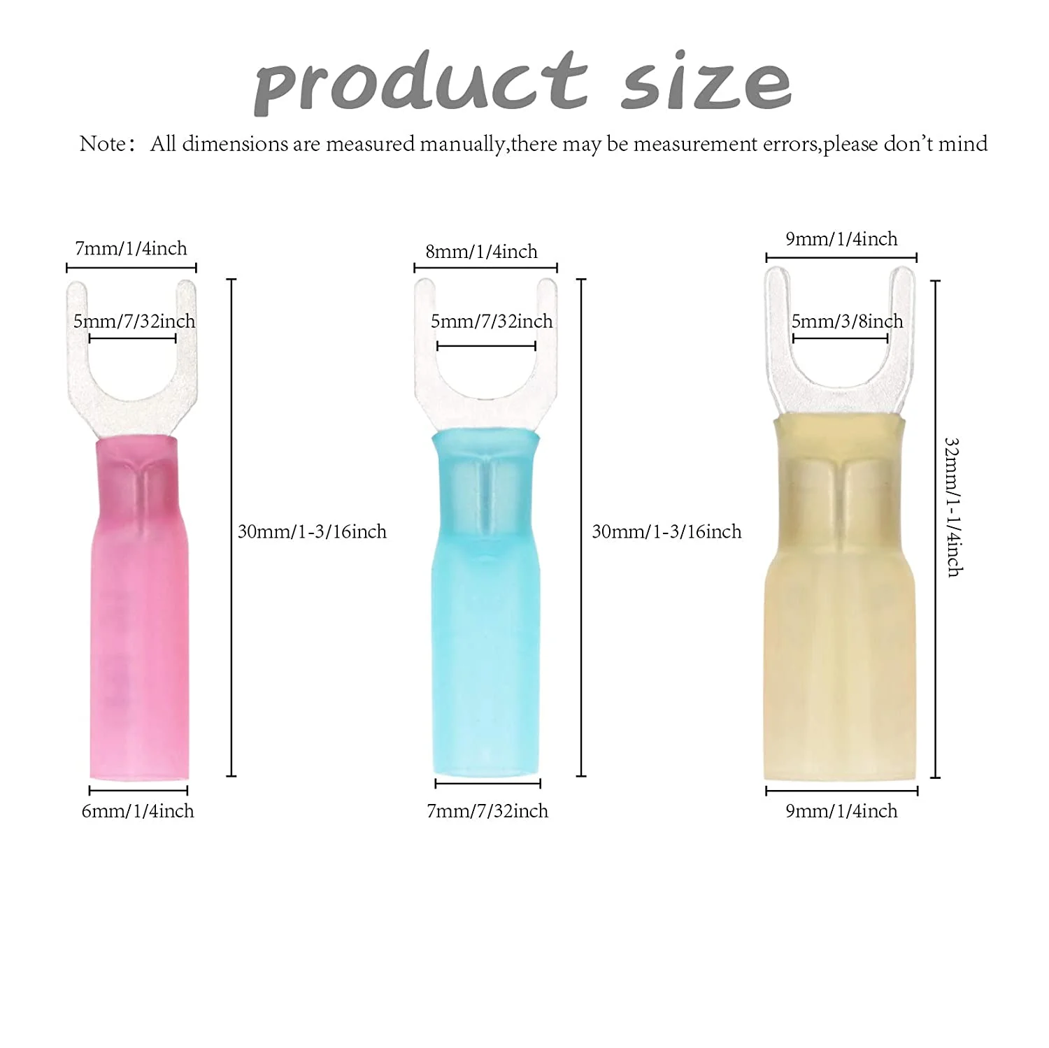 100 PCS 22-16 16-14 12-10 Gauge Heat Shrink Fork Terminals #10 Quick Disconnect Electrical Insulated Crimp Connector - Insulated Electrical Connectors for Aircraft,Boat,Truck,Stereo