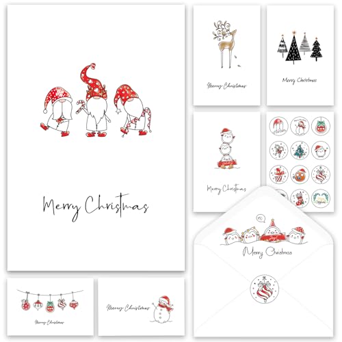 Christmas Cards - Pack of 24, 6 Assorted Designs Merry Christmas Cards with Envelopes - Bulk Boxes card - Perfect to Send Warm Holiday Wishes to Friends and Family - 4