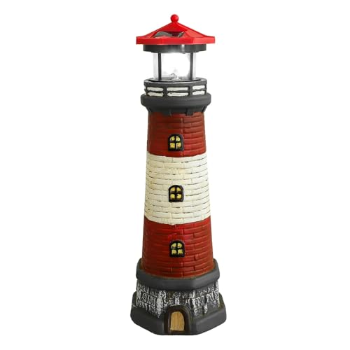 Solar Lighthouse Outdoor Led Solar Powered Lighthouse Light Garden Statue Decorative Landscape Lamp Outside Yard Lawn