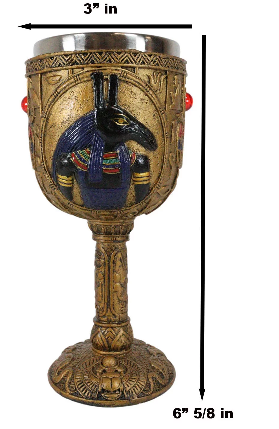 Ebros Ancient Egyptian Seth Wine Goblet in Golden Hieroglyphic Design 6oz 7