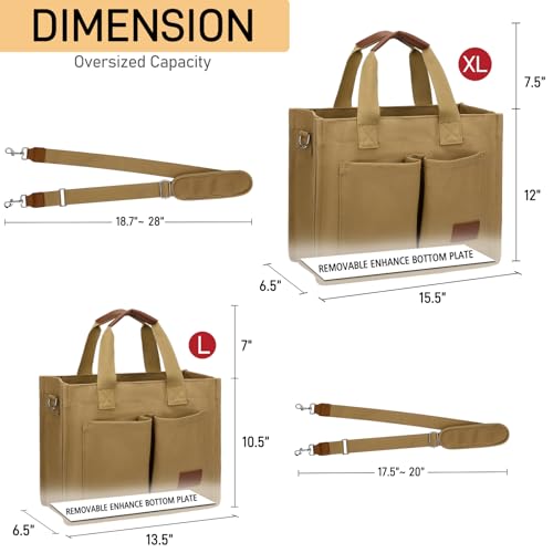 KKXIU Large Canvas Tote Bag for Women with Zipper and Compartments Crossbody Work Bible Messenger Purse Bag With Pockets