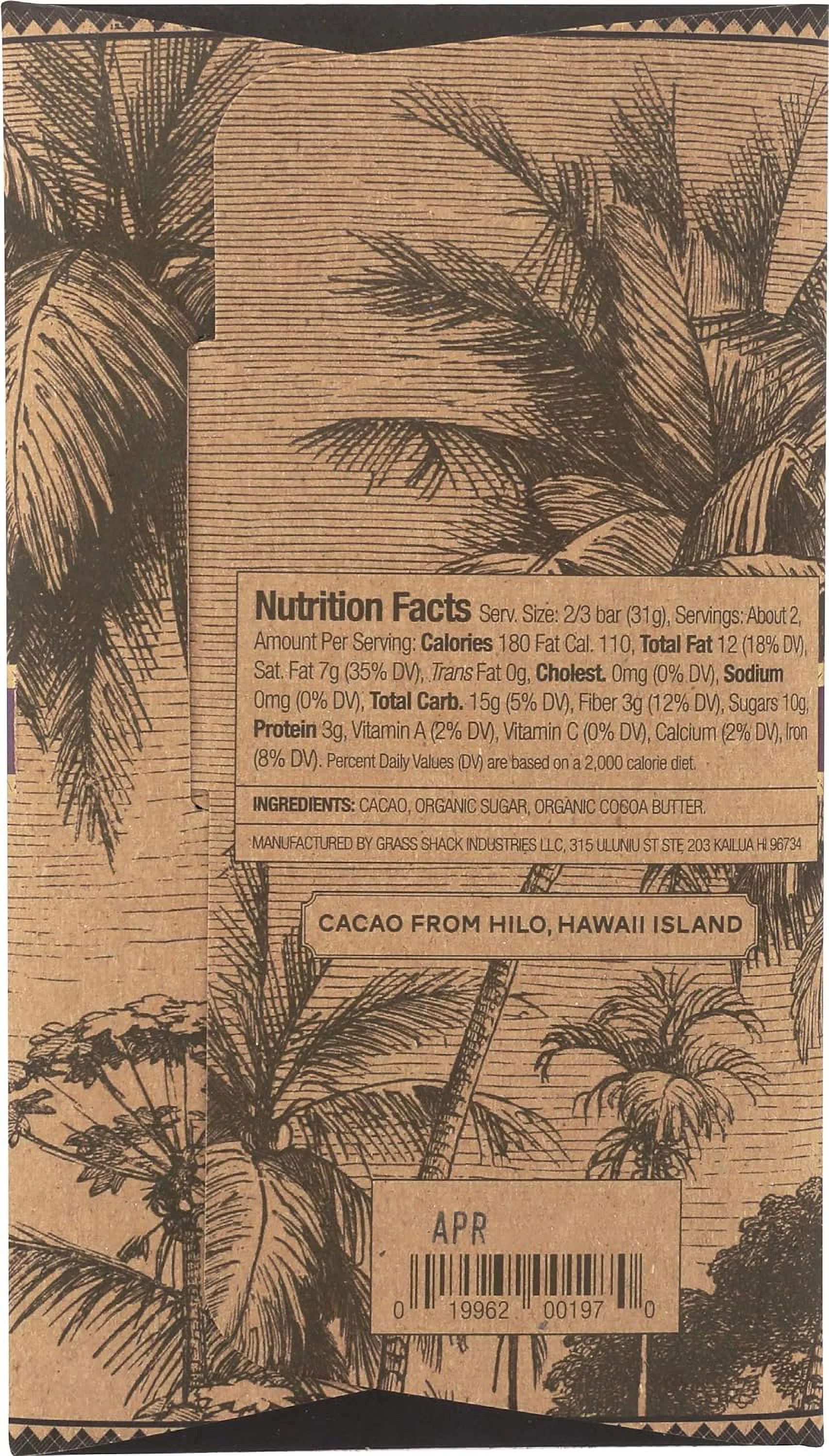 CHOCOLATE Hawaiian Dark Chocolate Bar, 2 OZ