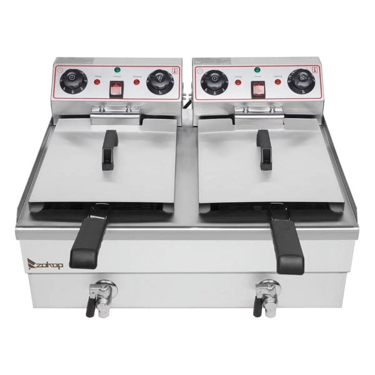 SYTHERS Electric Deep Fryer,EH102V 16.9QT/16L Total Capacity 24.9QT/23.6L Stainless Steel Faucet Double Tank Deep Fryer 3400W MAX (8L 8L Big Blue/Large Handle)