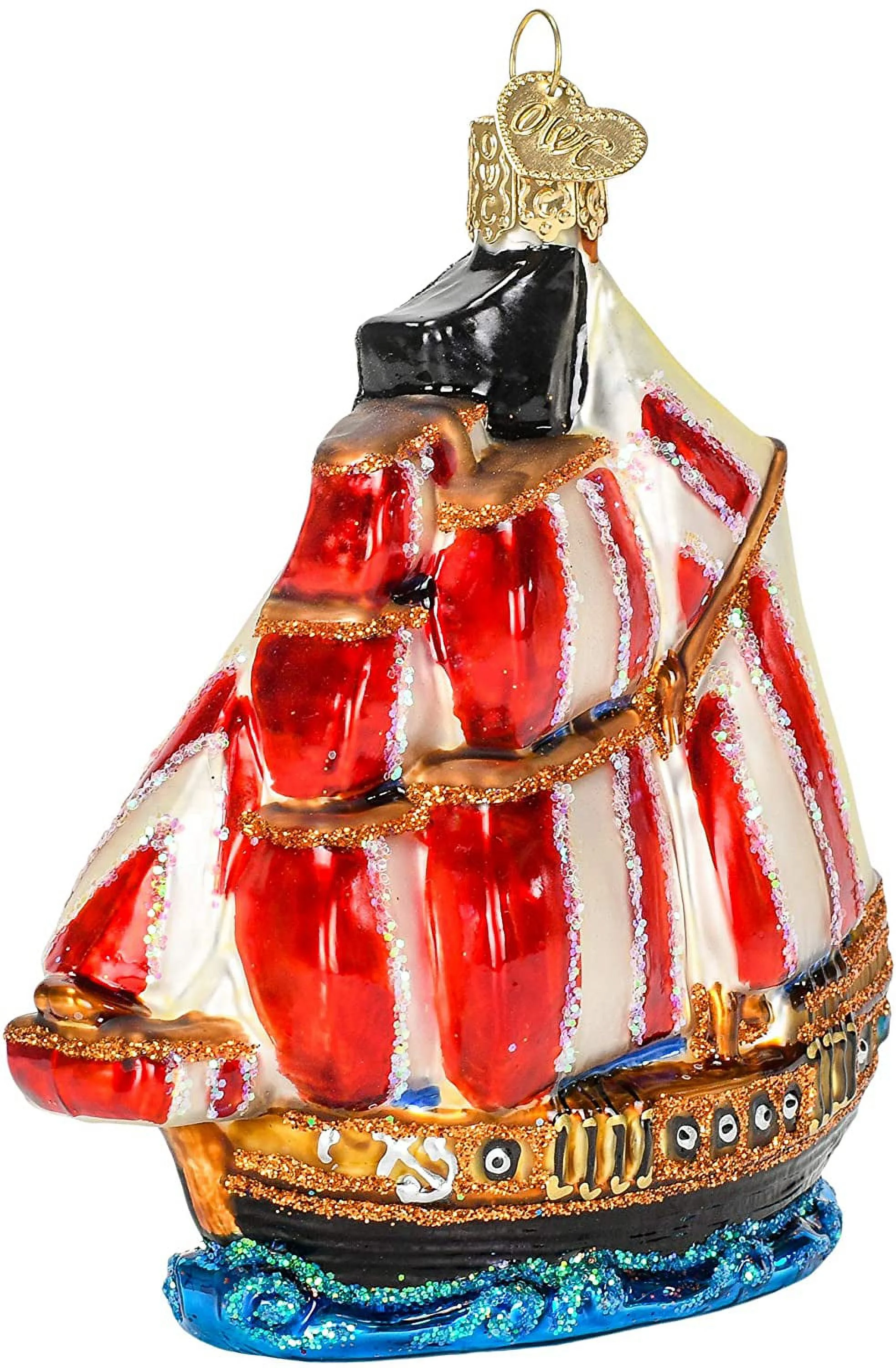 Old World Christmas Glass Blown Ornament, Pirate Ship (With OWC Gift Box)