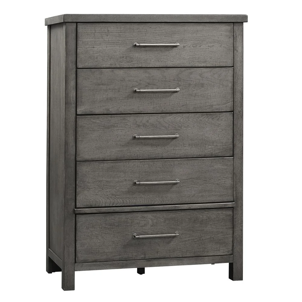 Modern Farmhouse Dark Gray 5 Drawer Chest