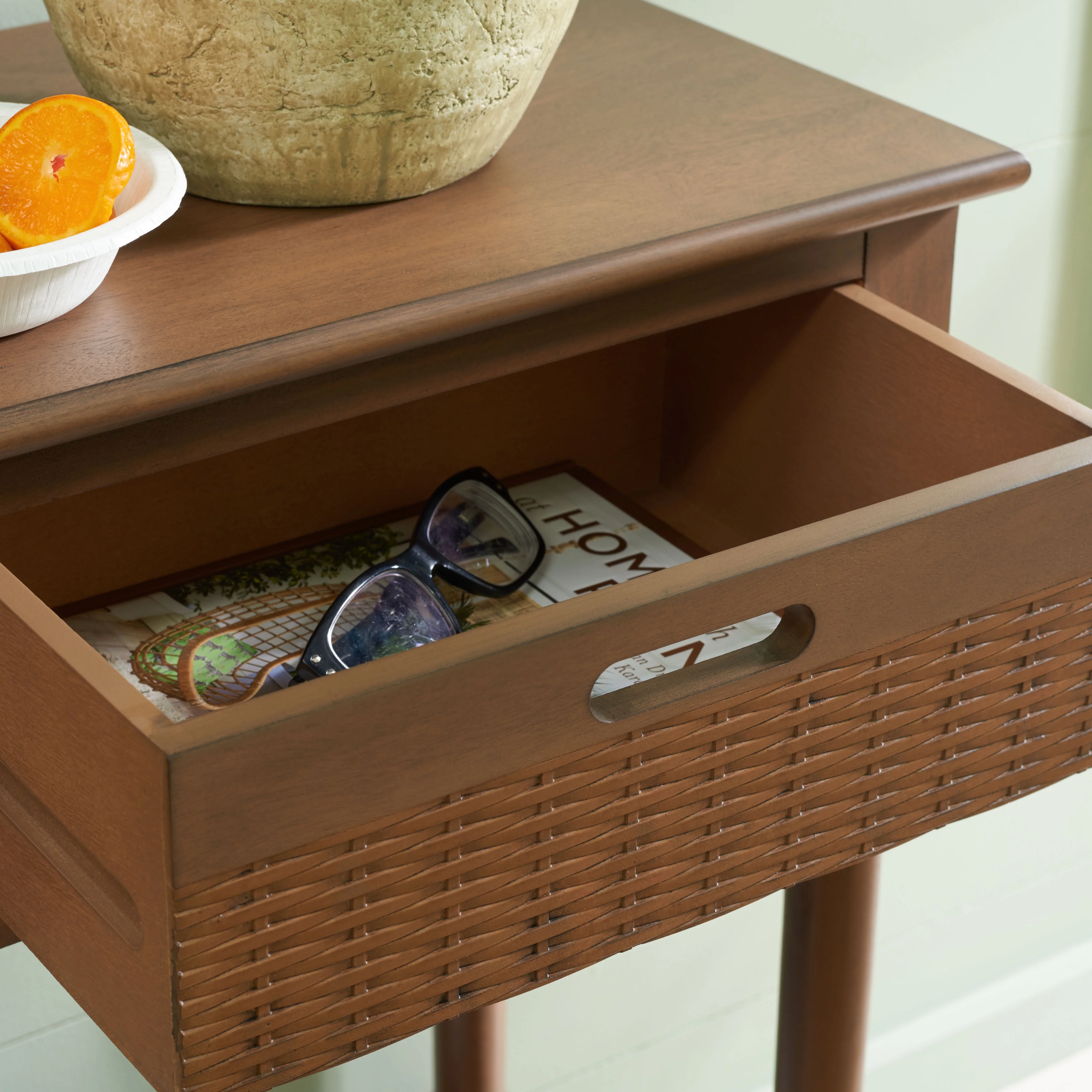 SAFAVIEH Landers 3-Drawer Rustic Brown Wood Rectangle Console Table (47.3 in. W x 13 in. D x 29.5 in. H)