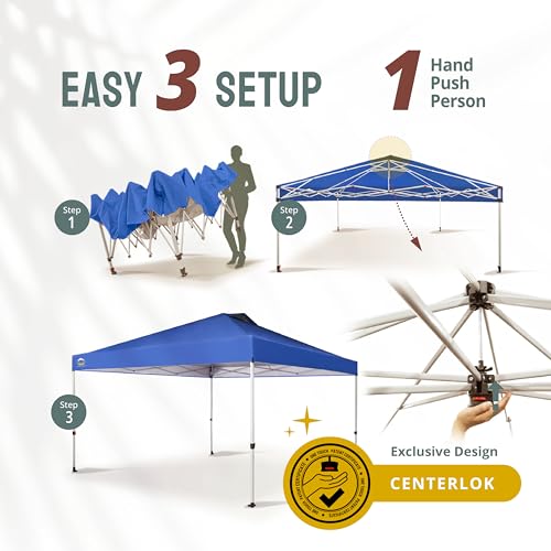 CROWN SHADES 10x10 Pop Up Canopy - Beach Tent with One Push Setup - Easy Outdoor Sun Shade for Events, Parties, Camping - Gazebo with STO-N-Go Cover Bag, Silver Coated Top, White