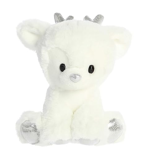 Aurora® Festive Holiday Dashing Reindeer™ Stuffed Animal - Seasonal Characters for Holiday Décor - Perfect Stocking Stuffers for Kids and Collectors - White 6.5 Inches