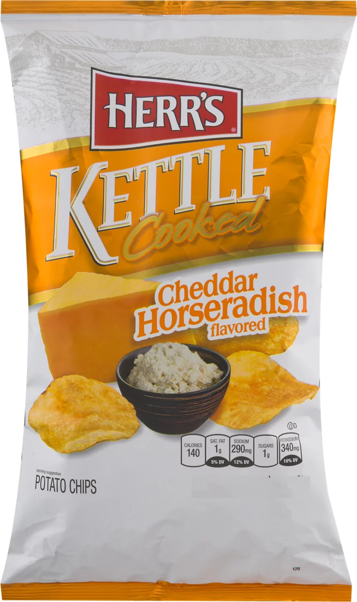 Herr's Kettle Cooked Cheddar Horseradish Potato Chips 7.5 oz. (4 Bags)