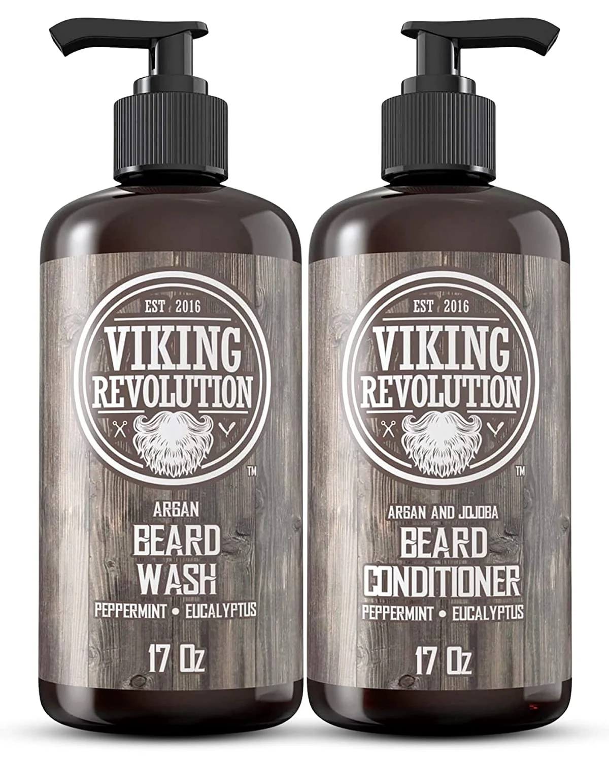 Viking Revolution - Beard Wash & Beard Conditioner - Valentines Day Gifts For Men - Natural Peppermint & Eucalyptus, 34 Oz
