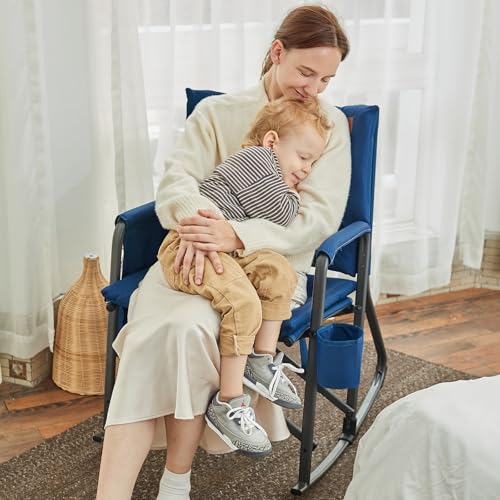 EVER ADVANCED Lightweight Rocking Chair Outdoor, Padded Rocker Camping Chair for Adults, Portable Hard Armchair for Patio and Lawn, Grey