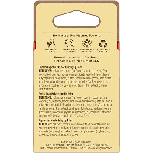 Burt's Bees Christmas Gifts, 4 Lip Balms Stocking Stuffers Products, Beeswax Bounty Fruit Mix - Watermelon, Pomegranate, Dragonfruit Lemon & Sweet Peach (4-Pack)