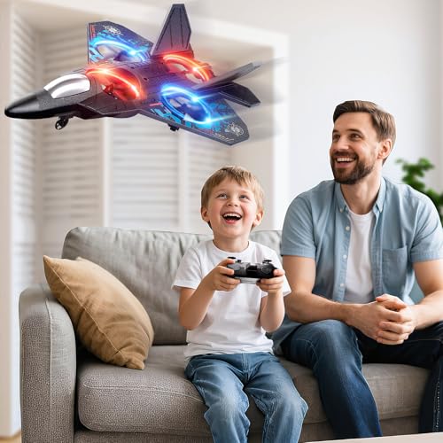 Foam Remote Control Airplanes Rc Planes for Kids 4-8, Remote Control Planes Fighter Jet with Light, 360° Flip Fighter Jet Toy, Gravity Sensing, Stunt Roll, Gifts for 6 7 8 10 12 Year Old Boys