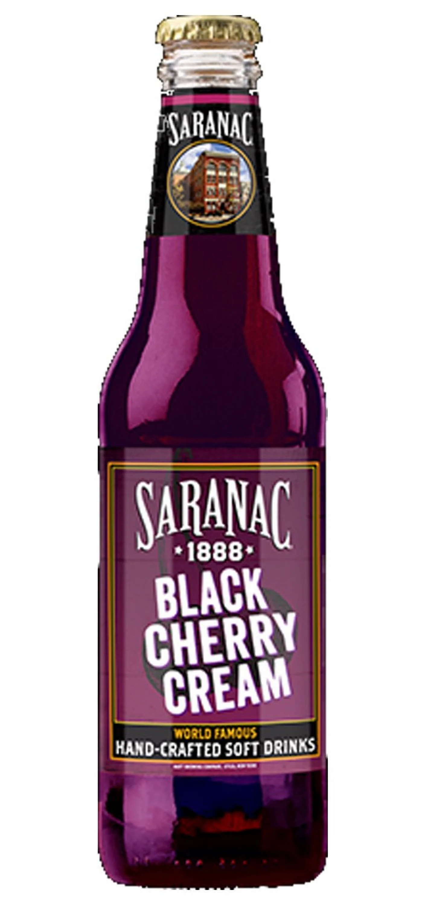 World Famous Hand-Crafted Black Cherry Cream Soda Soft Drink, 12 Oz Glass Bottles (24 Pack)