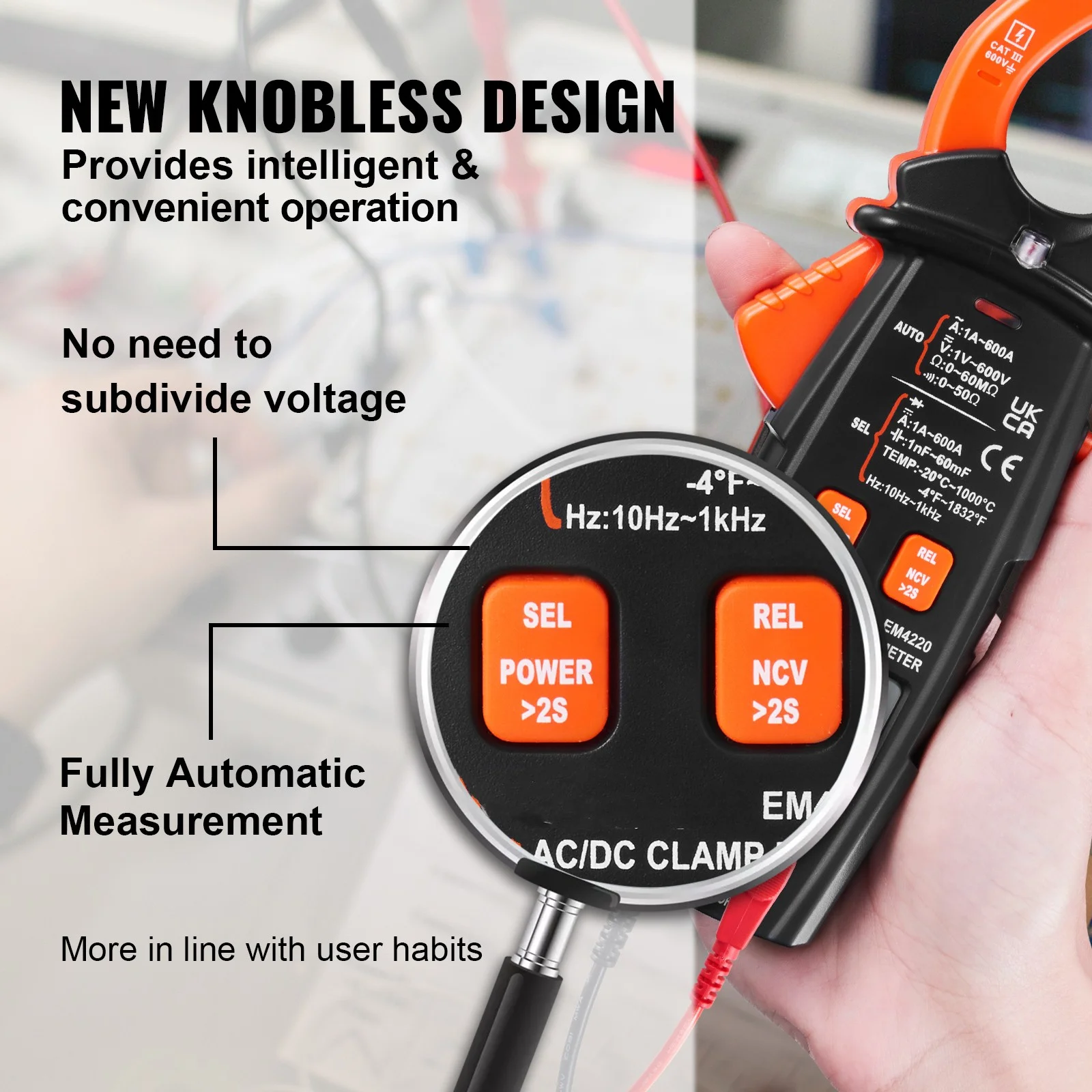 BENTISM Digital Clamp Meter Multimeter True RMS 6000 Counts, 600A AC DC Volt Amp NCV Measurement