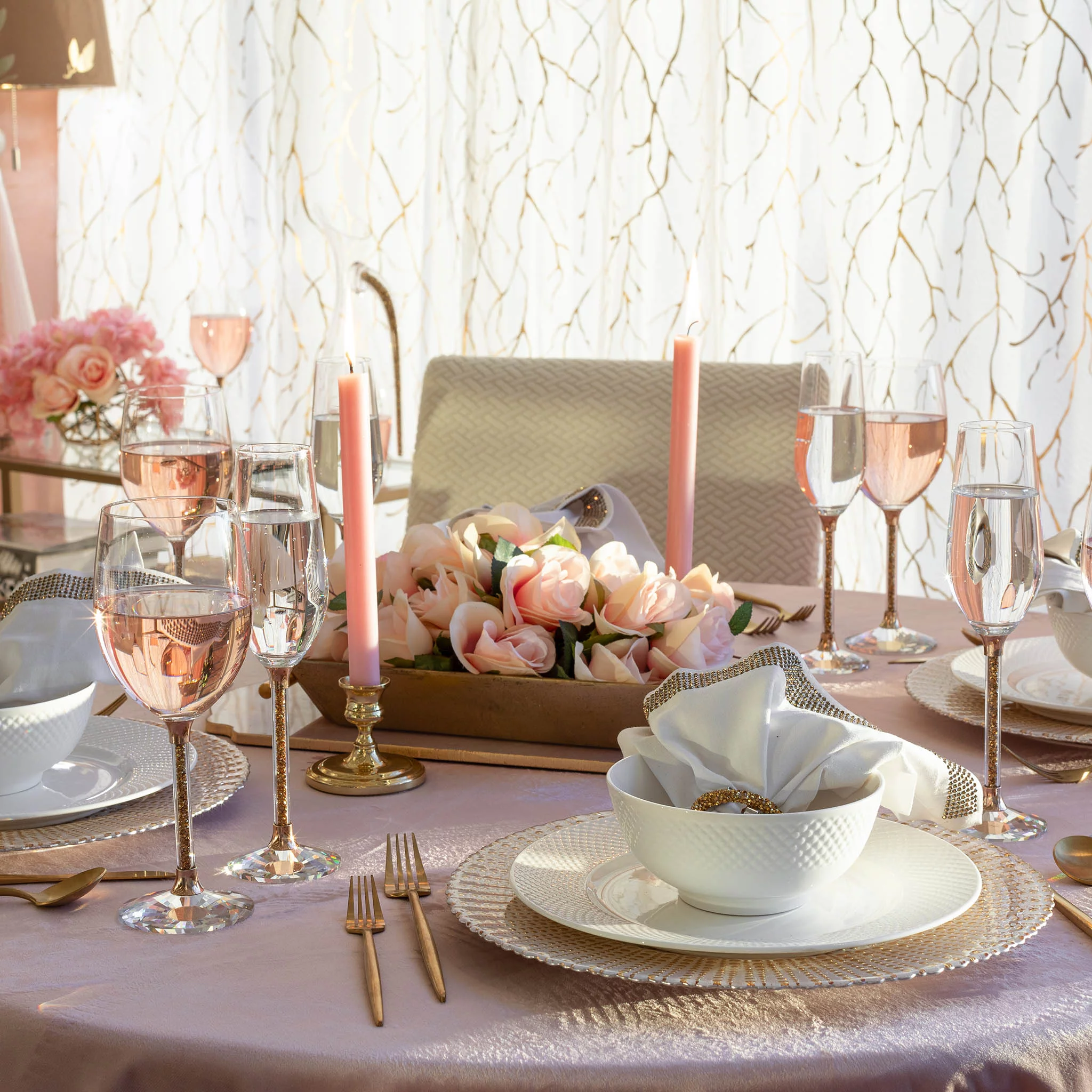 Sparkles Home Rhinestone Crystal Filled Stem Toasting Flutes - Set of 2 in Gift Box