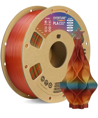 OVERTURE PLA Filament 1.75mm PLA 3D Printer Filament, 2kg Cardboard Spool (4.4lbs), Dimensional Accuracy +/- 0.02mm, Fit Most FDM Printer (Black 2-Pack)