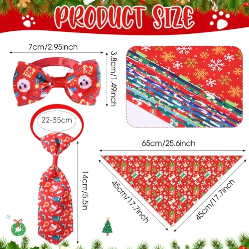 100 Pcs Christmas Dog Bandanas Bulk Christmas Dog Bow Ties Collar Set Cat Scarf Colorful Washable Triangle Pet Kerchief Cute Bib for Xmas Pet Costume Accessories Decoration