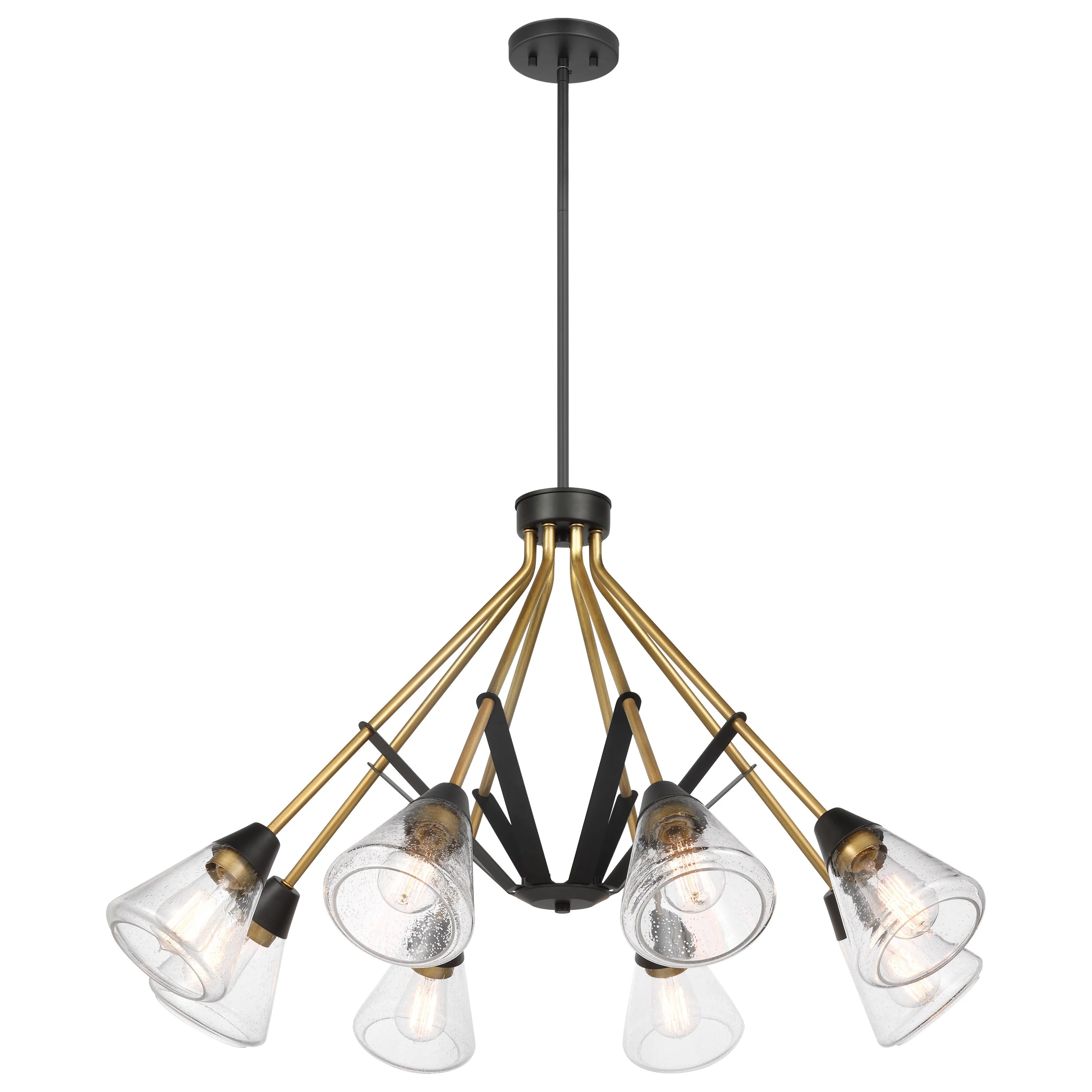 Nuvo Lighting Starlight 8 Light Chandelier Medium Base 60 Watt Matte Black Finish Clear Seeded Glass