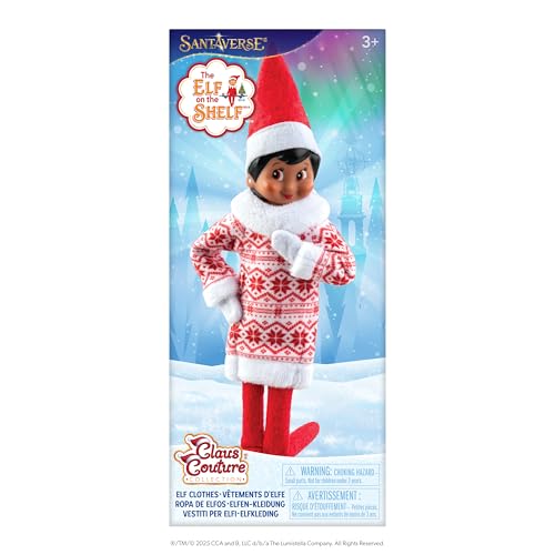 The Elf on the Shelf Claus Couture Collection Snowflake Sweetie Dress - Charming Fair Isle-Inspired Tunic Dress - Scout Elf Not Included