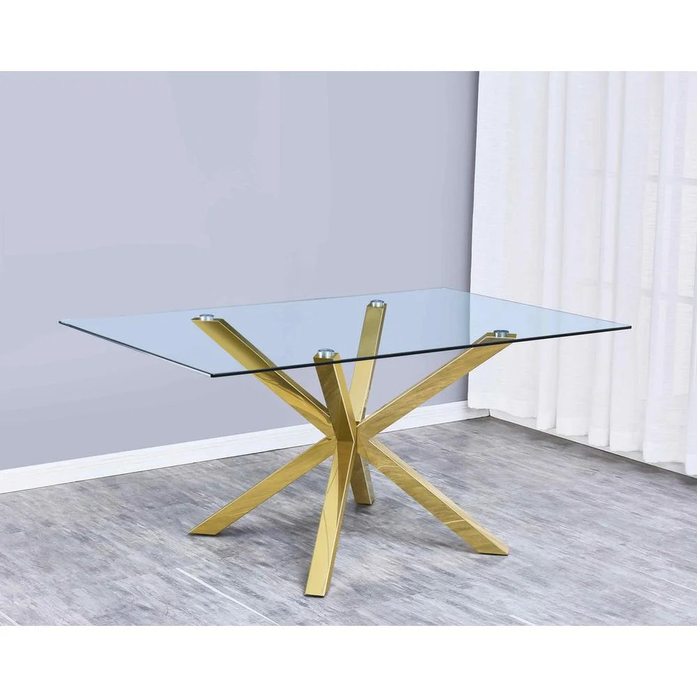 Contemporary 5pc Dining Set, Glass Dining Table
