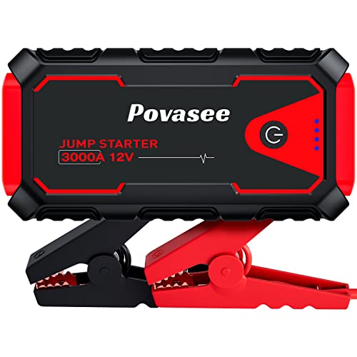 3000A Peak Jump Starter Pack, 12V Jump Box for Car Battery up to 10L Gas or 8L Diesel Engine Battery Jump Starter with Power Bank/Dual Output/LED Light