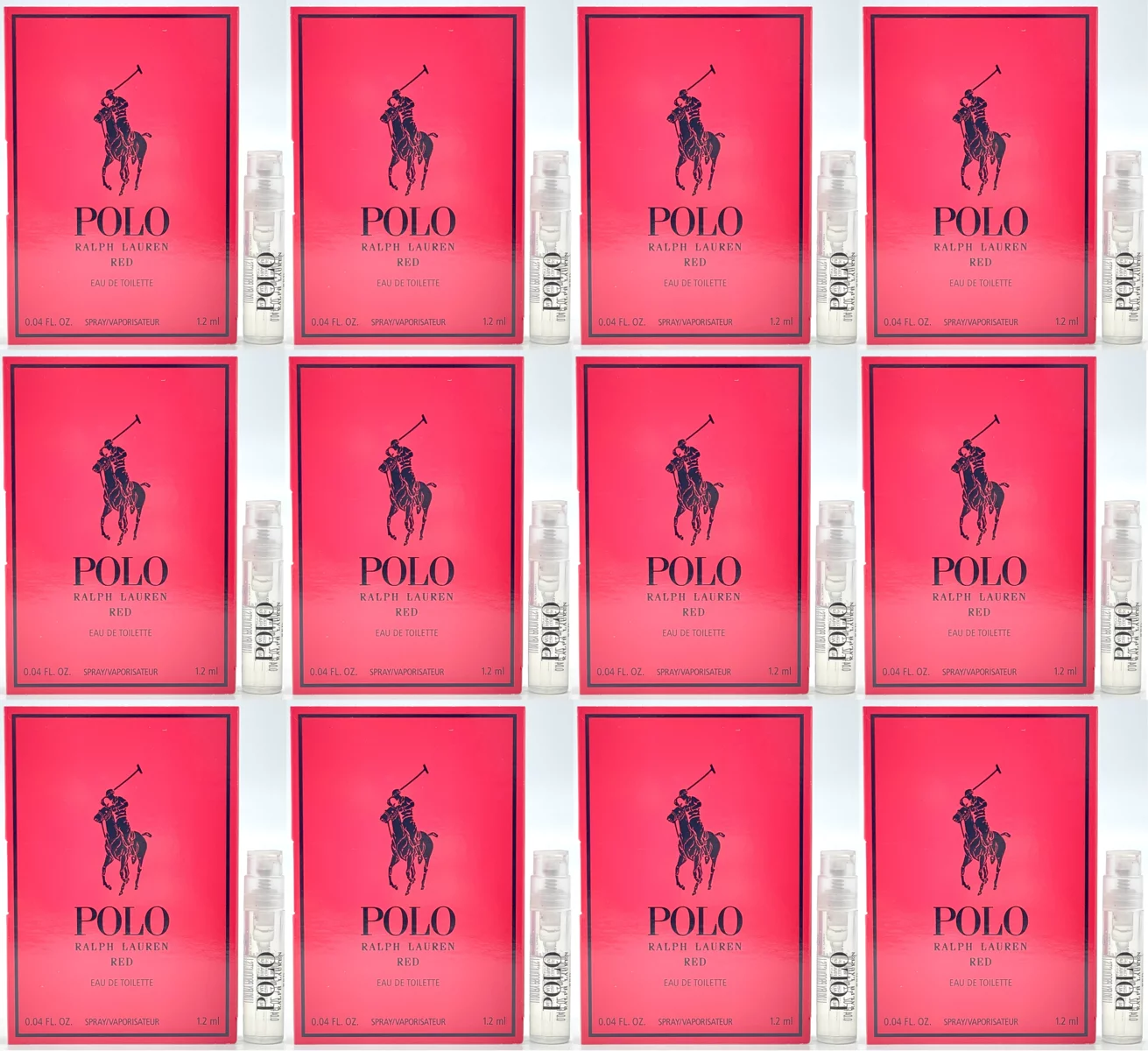 Polo Red by Ralph Lauren for Men 0.04 oz Eau de Toilette Spray Vial - Pack of 12