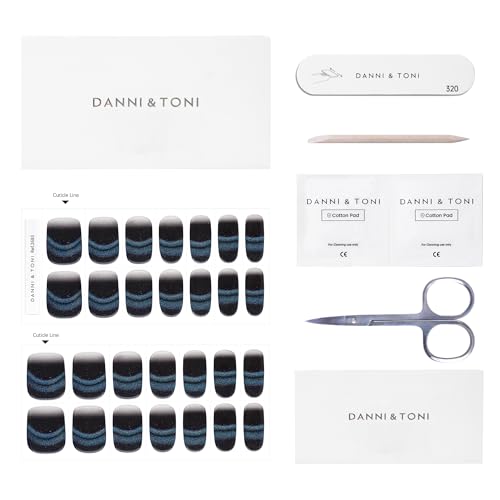 DANNI & TONI Semi Cured Gel Nail Strips Christmas Santa Claus Snowflakes Cat Eye Gel Nail Wraps 28 Stickers | Mistletoe Meow