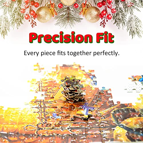1000 Piece Cardboard Jigsaw Puzzles, Beautiful Christmas Puzzle - Every Piece Unique, Softclick Technology for 27x20 Inch