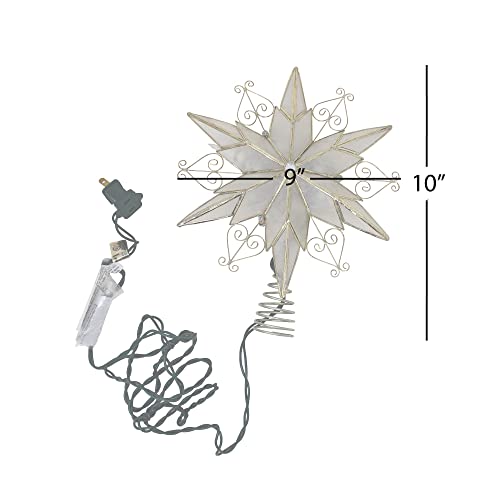Kurt Adler 10-Light 6-Point Capiz Star Treetop with Scroll Design