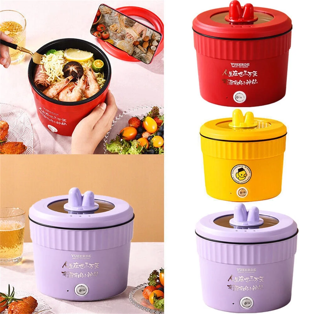 Angfeng Mini Electric Hot Pot Portable Rapid Heating Instant Noodle Pan Non-stick Cooker Mini Instant Pot Electric Cooker Multifunctional Cooker(Purple)16cm