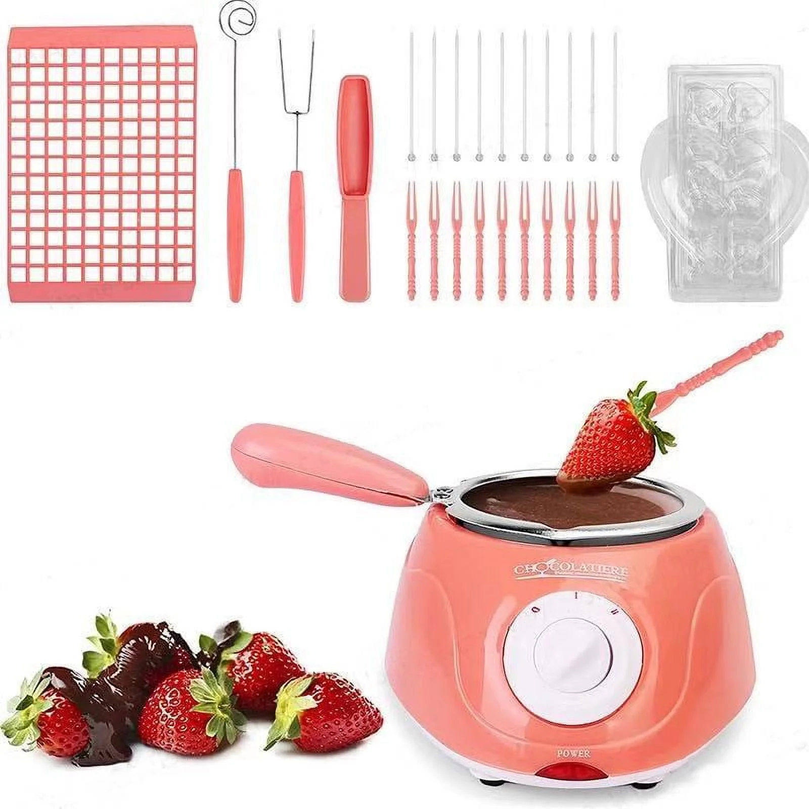Melting Fondue Set,MINI Electric Chocolate Melting Pot,Chocolate Fondue Fountain,Warmer Machine for Milk Chocolate,Cheese,Butter,Candy