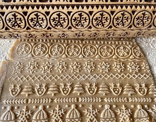 CHRISTMAS GIFTS EMBOSSING ROLLING PIN laser engraved with Christmas symbols CHRISTMAS GINGERBREAD COOKIES