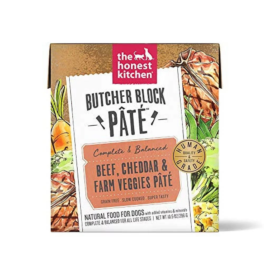 butcher block pate beef, cheddar & farm veggies pate 10.5oz - case of 6
