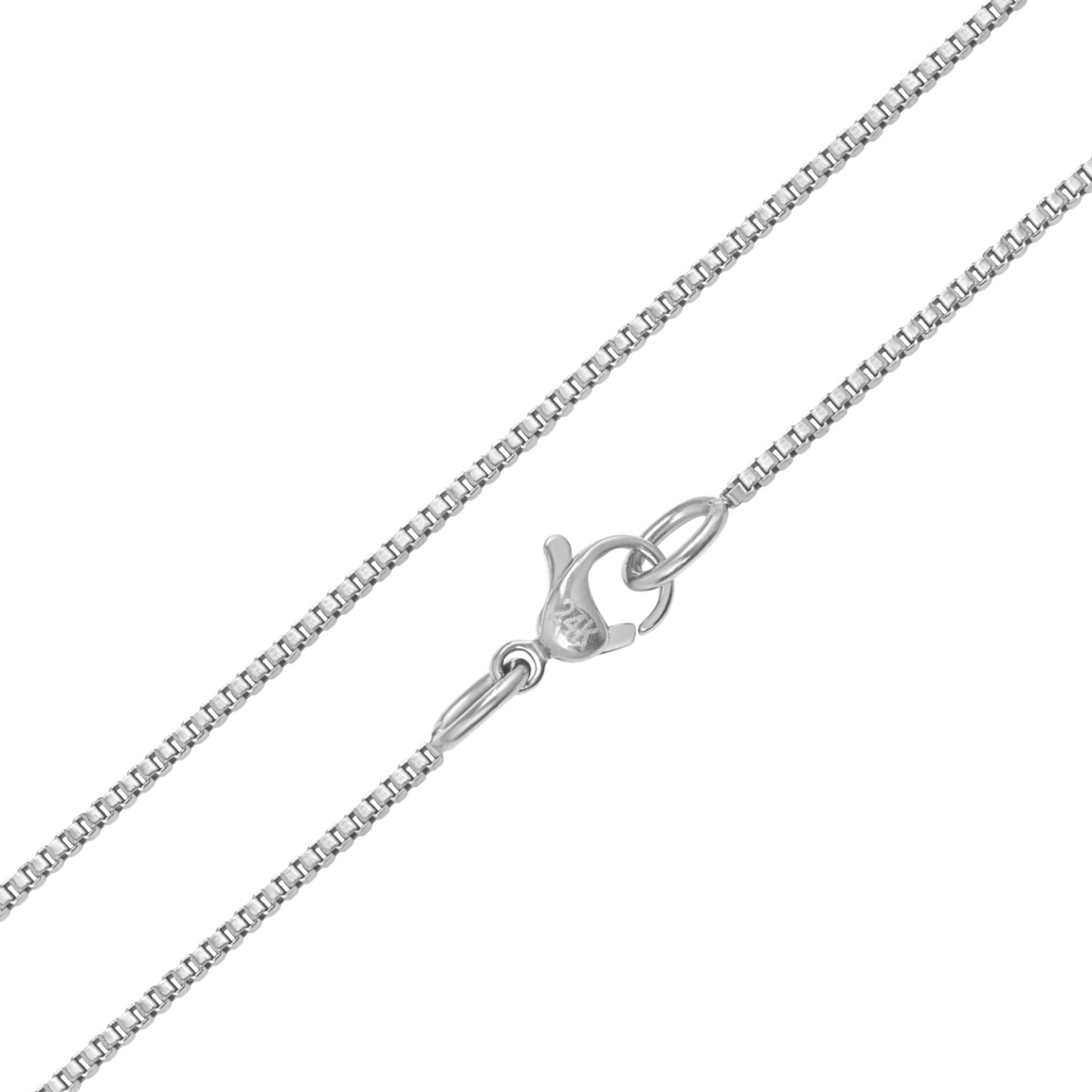 KISPER 24k White Gold Over Stainless Steel 1.2mm Box Chain Necklace, 24 inch