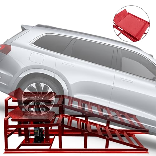 Hydraulic Car Ramps 2 Pcs 11000lbs Car Lift Maintenance Ramp with Support Jack Automotive Hydraulic Lift Repair Frame Lift, Height Hydraulic Vehicle Ramp