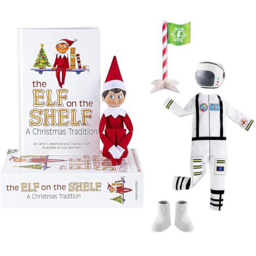 The Elf on the Shelf Boy Scout Elf Box Set (Blue Eyed), Storybook and Clausmonaut Astronaut Accessory Set [Multi-Item Bundle]