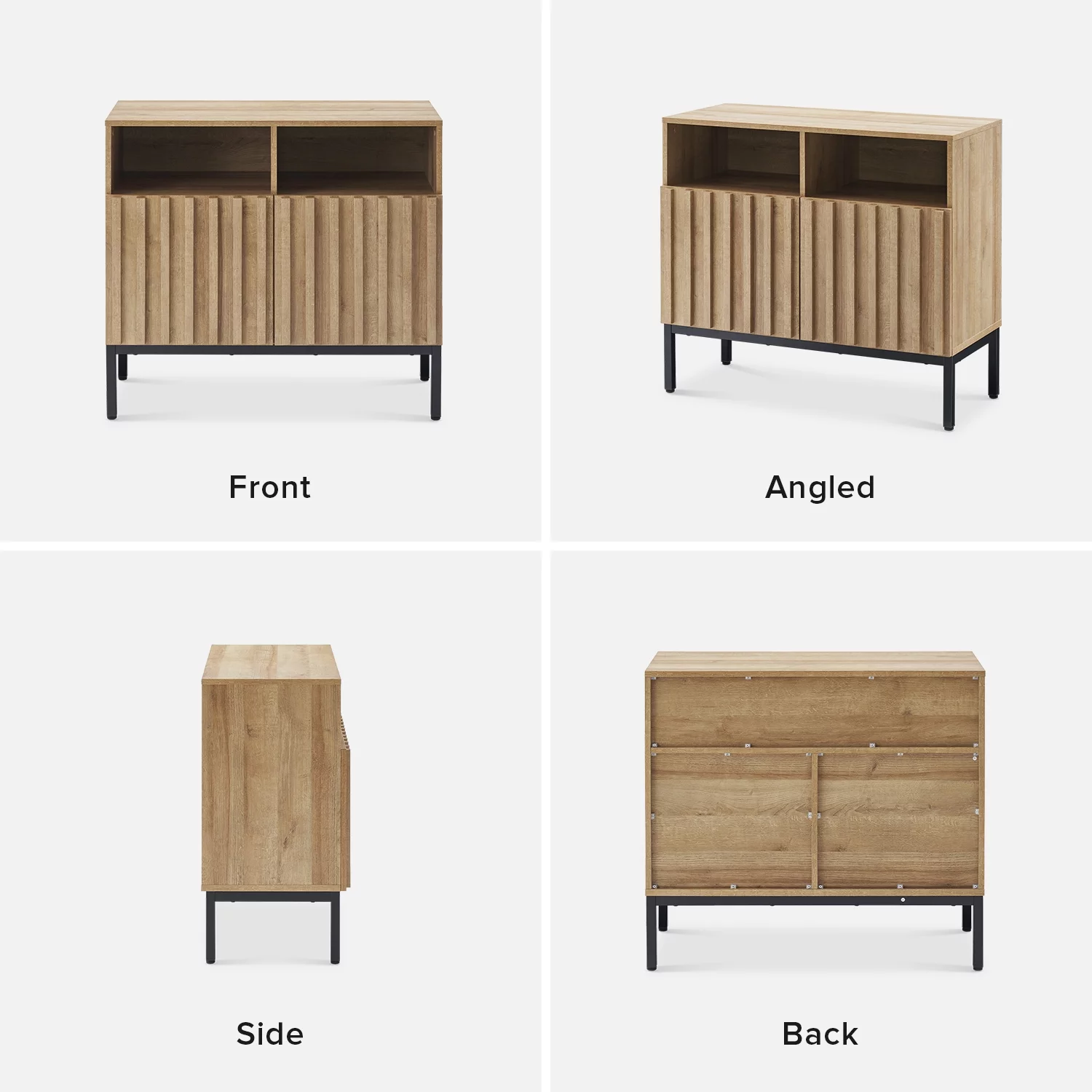 Mopio Norwin 2-Door Storage Accent Cabinet, Industrial Farmhouse Sideboard, Metal Legs (Riviera Oak)