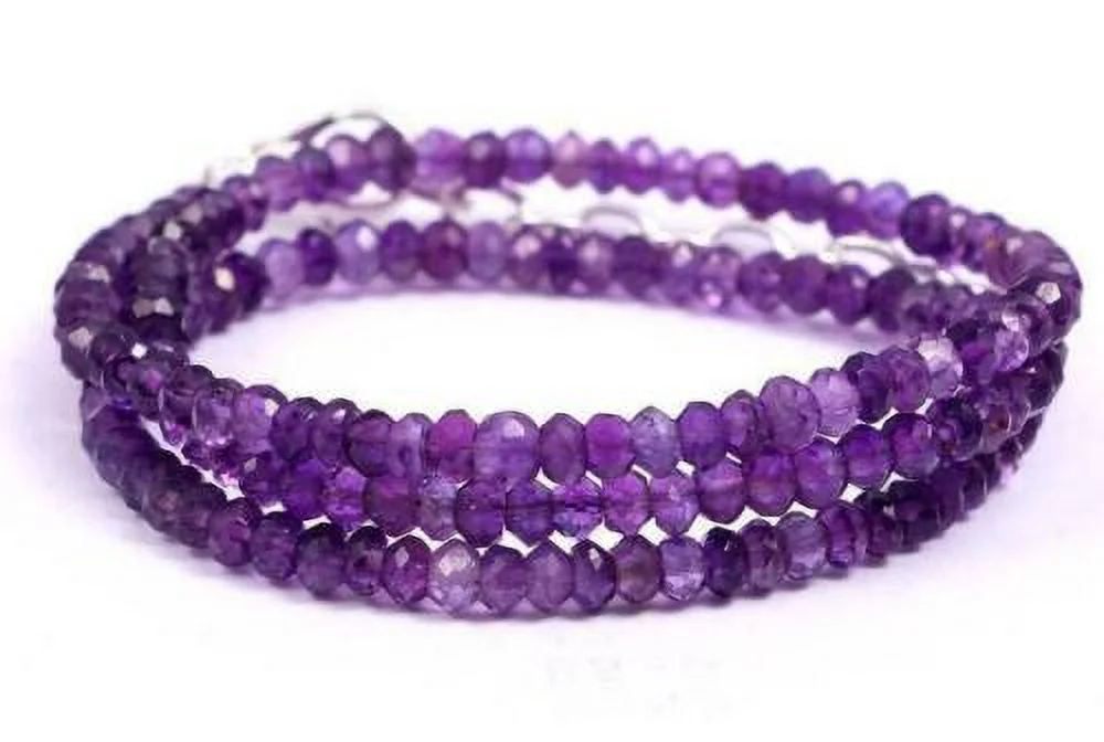 Naturale Certificato Fatto a Mano Ametista Pietra Collana Perle Per Donna