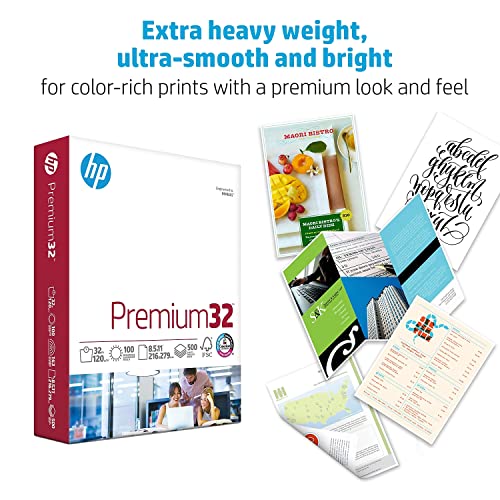 HP Paper Printer | 8.5 x 11 Paper | Premium 32 lb | 1 Ream - 500 Sheets | 100 Bright | Made in USA - FSC Certified | 113100R