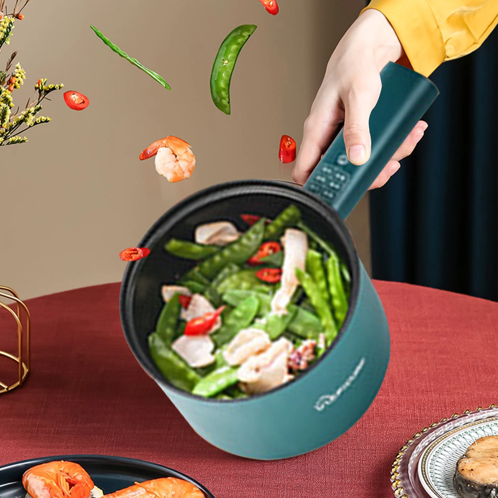 Hesxuno Multifunctional Electric Frying Pan Electric Heating Pot Cooking Rice Mini Electric Pot Non-Stick Pan