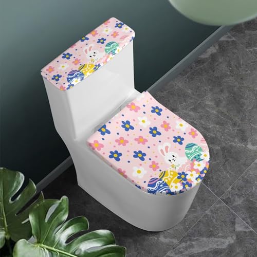 Christmas Bow Bell Toilet Tank Lid Cover and Toilet Seat Lid Cover 2 Pcs Set Toilets Covers with Elastic Cloth Fits Most Toilets Tanks & Lids