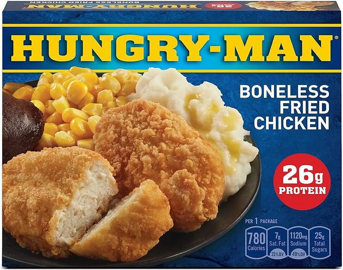 Hungry Man Roasted Carved Turkey Dinner 16 oz - Pack of 3, Hungry Man Boneless Fried Chicken Frozen Dinner, 16 oz - Pack of 3 Blue