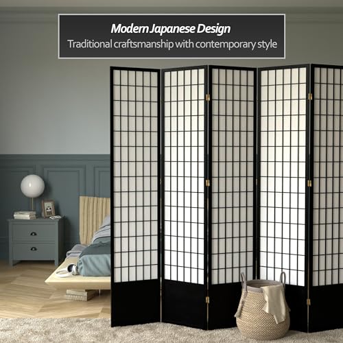 Red Lantern 7 ft. Tall Window Pane Shoji Screen-White-3 Panels Room Divider