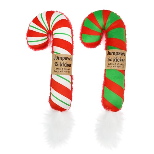 2 Pack Natural Interactive Catnip Cat Kicker Toys, Bite Resistant Chew Toy, Accessories for Indoor Cat, Christmas Candy Cane