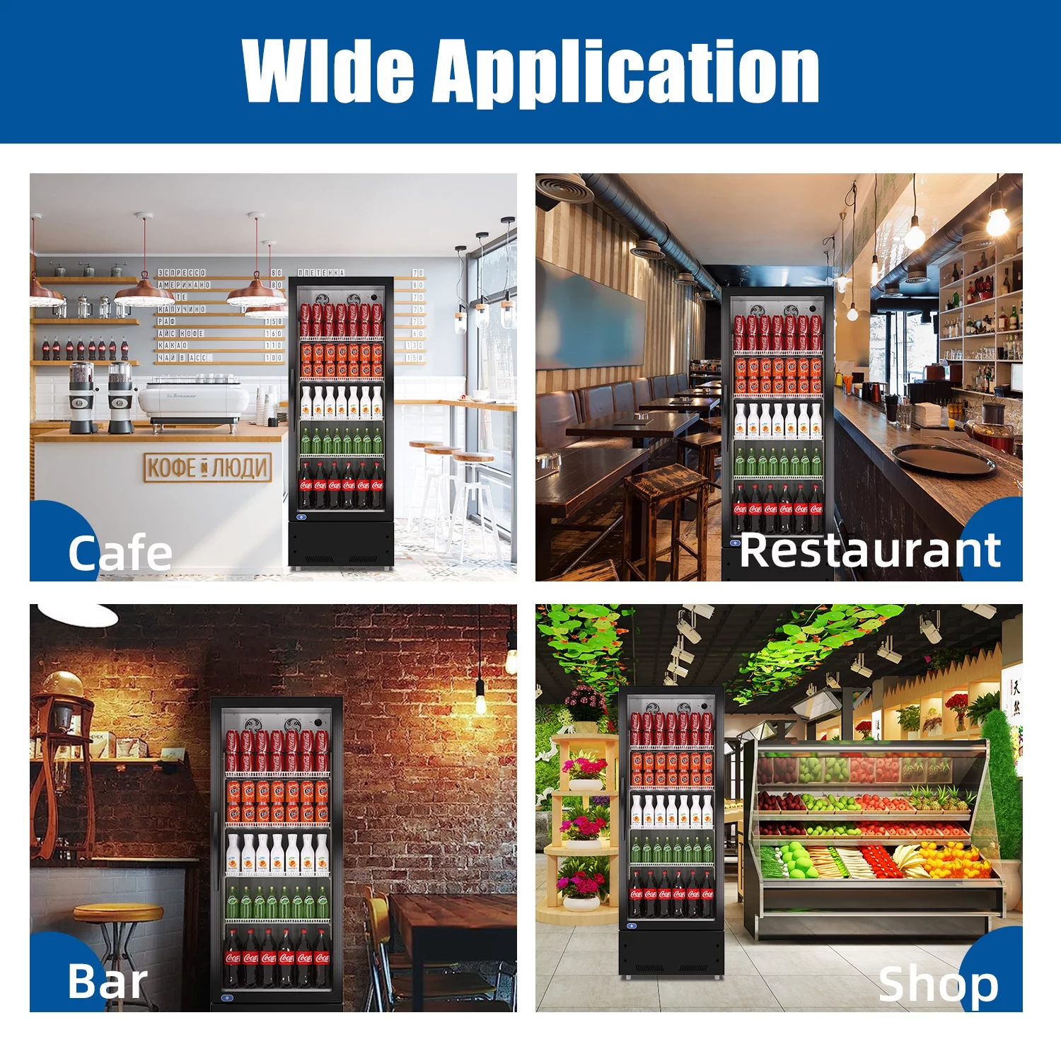 Chingoo 24'' Glass Door Merchandiser Beverage Refrigerator, 11 Cu.ft Display Fridge with Adjustable Shelves Black