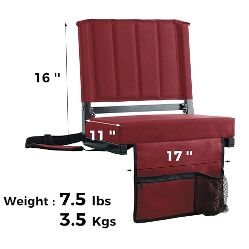 SPORT BEATS Stadium Seats with Back Support Bleacher Chairs with Back and Cushion Thick Padded Bleacher Seats Includes Shoulder Strap
